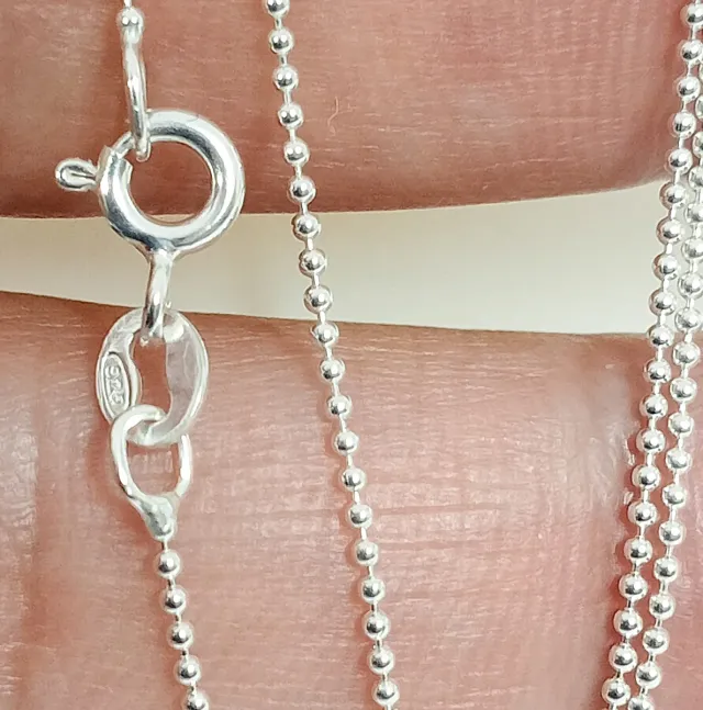 Cadena bolitas plata de ley 40cm