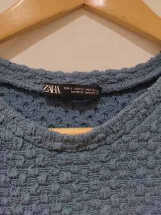 Camiseta Zara texturizada azul Talla S