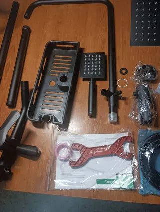 Juego de Ducha Negro y Plateado