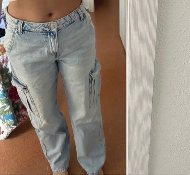 Pantalón ancho vaquero azul