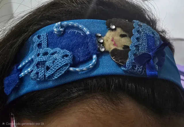 Diadema azul con adornos