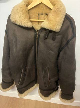 Chaqueta piel aviador mujer marrón