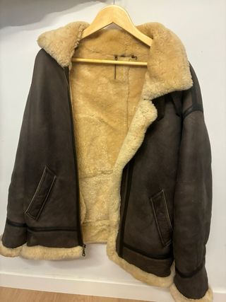 Chaqueta piel aviador mujer marrón