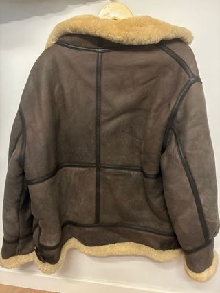 Chaqueta piel aviador mujer marrón