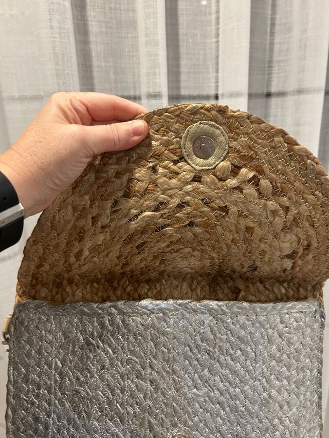 Bolso de mano plata esparto