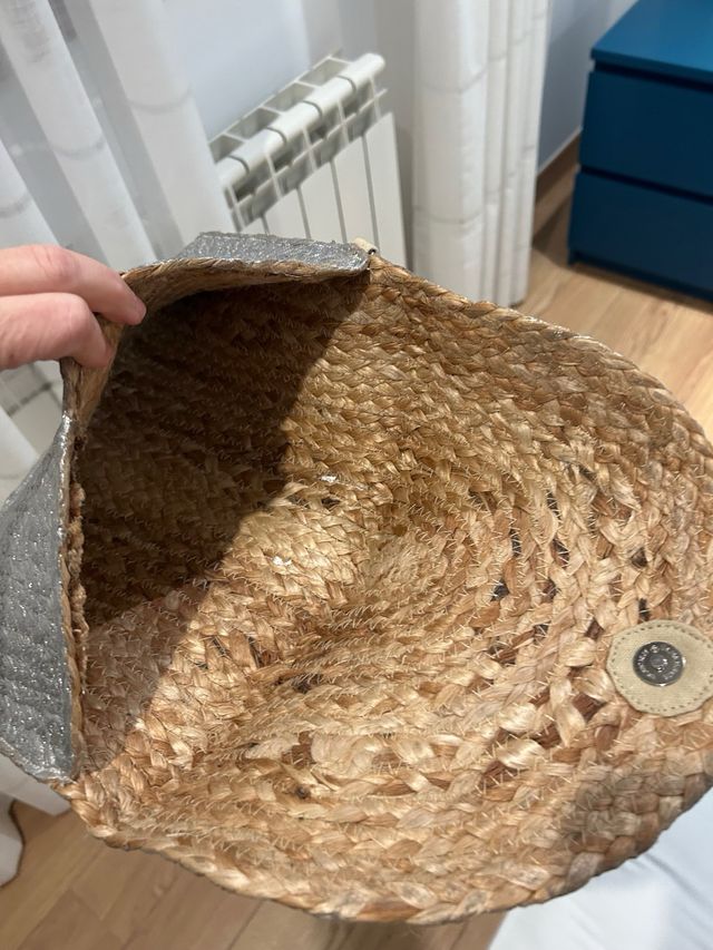 Bolso de mano plata esparto