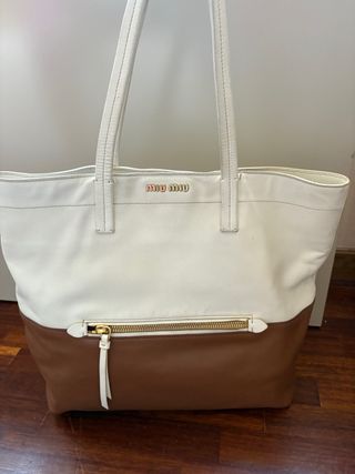 Borsa shopping leather Miu Miu, bicolor.