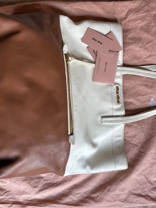 Borsa shopping leather Miu Miu, bicolor.
