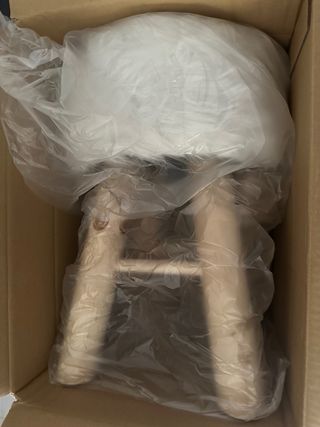 Taburete madera efecto pelo blanco