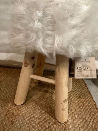 Taburete madera efecto pelo blanco