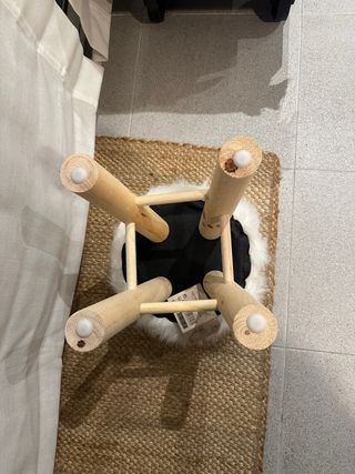 Taburete madera efecto pelo blanco