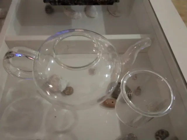 Tetera de cristal transparente sin tapa