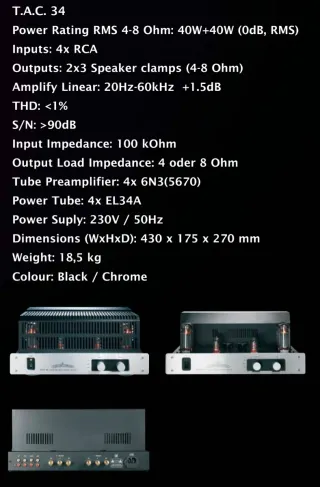Amplificador Válvulas TAC 34 Tube Amp Company