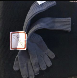 Guanti lunghi in lana grigi