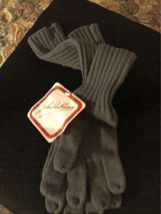 Guanti lunghi in lana grigi