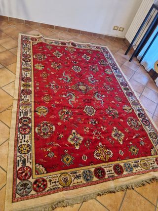 Tappeto persiano lana rosso e beige