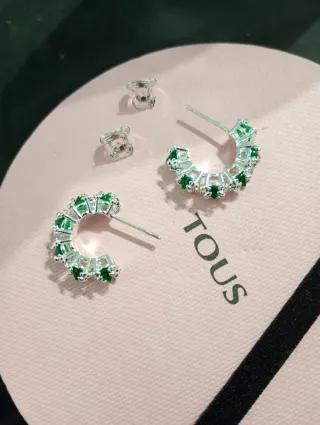 Pendientes Aro con Circonitas Verdes