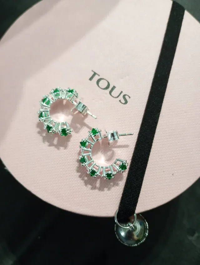 Pendientes Aro con Circonitas Verdes