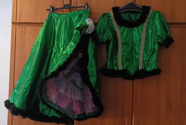 Disfraz de cabaretera verde brillante con tul
