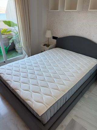 Letto a Soprammobili Ikea 4 Cassetti Grigio/Blu con Materasso