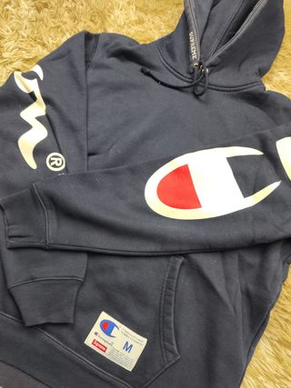 Supreme x Champion Hoodie Azul Marinho Tamanho M