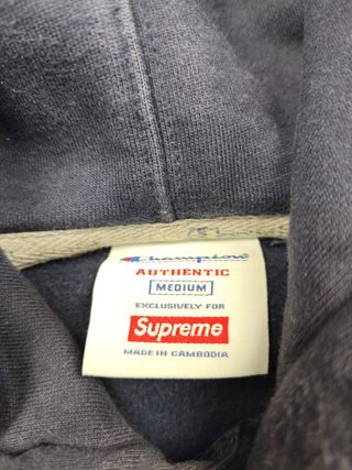 Supreme x Champion Hoodie Azul Marinho Tamanho M