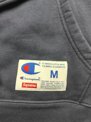 Supreme x Champion Hoodie Azul Marinho Tamanho M