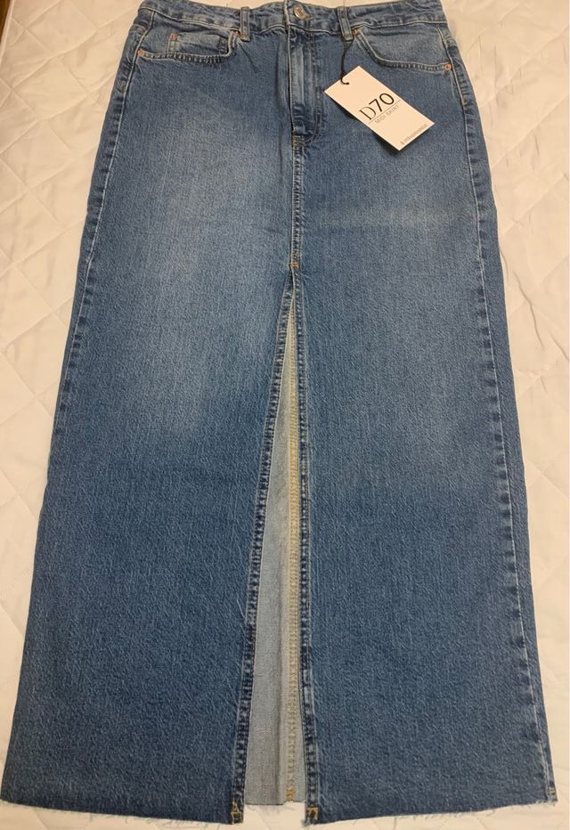 Falda vaquera midi azul