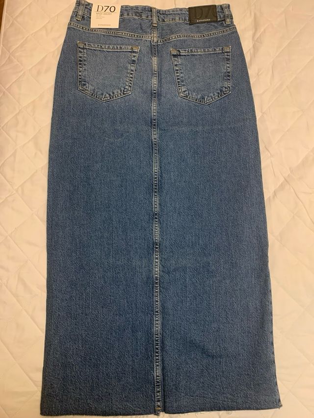 Falda vaquera midi azul