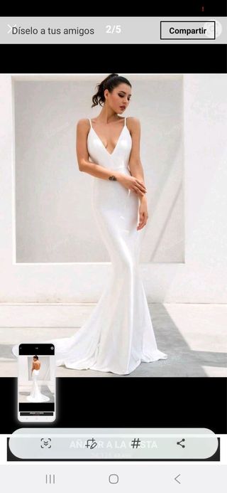 Vestido de boda blanco con cola