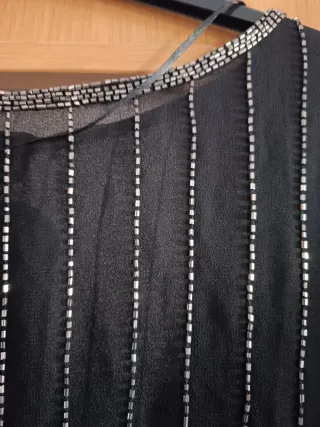 Vestido fiesta negro con pedrería XS