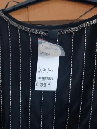 Vestido fiesta negro con pedrería XS