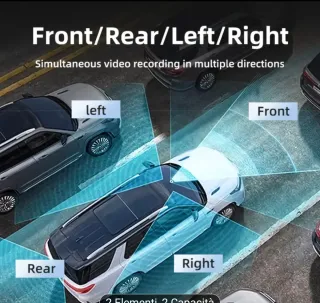 Dash Cam 4 Canali 1080P Full HD