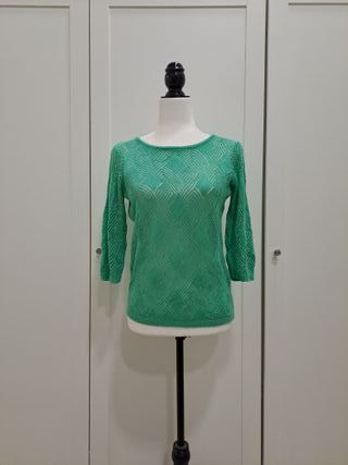 Jersey de punto calado color verde menta Kiabi M