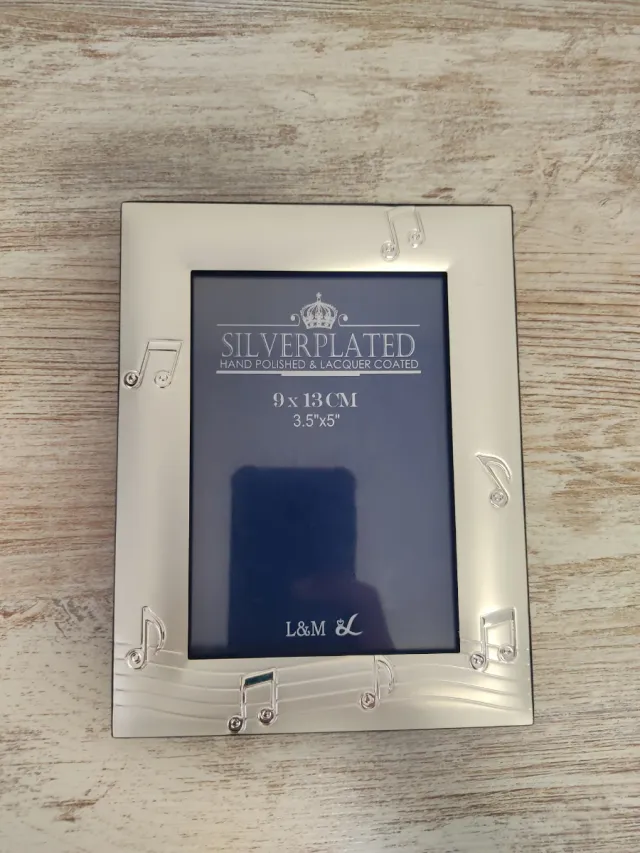 Marco de fotos L&M plateado notas musicales