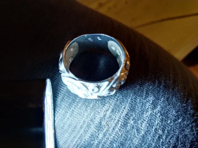 Anillo Plata Ley Diseño Floral