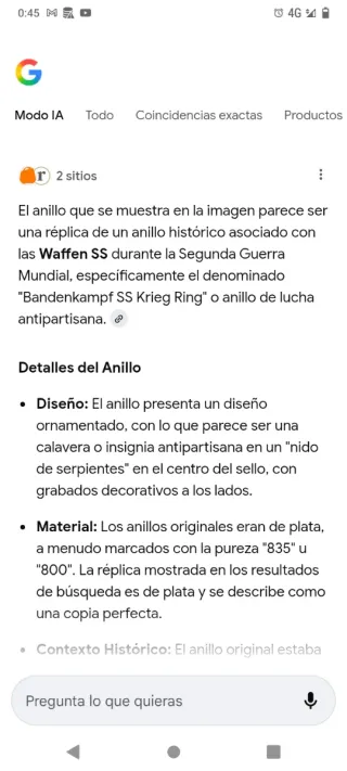 Anillo Plata Ley Diseño Floral