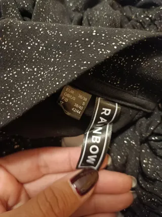 Vestido fiesta negro destellos plata Talla M