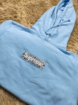 Supreme Bandana Box Logo Hoodie Azul Claro