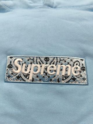 Supreme Bandana Box Logo Hoodie Azul Claro