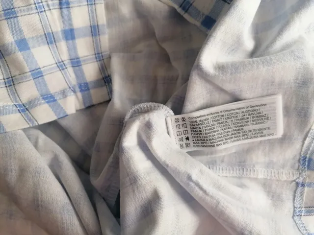 Pijama camisero cuadros azul Women'Secret