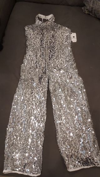 Mono fiesta lentejuelas rosa y plateado Talla P