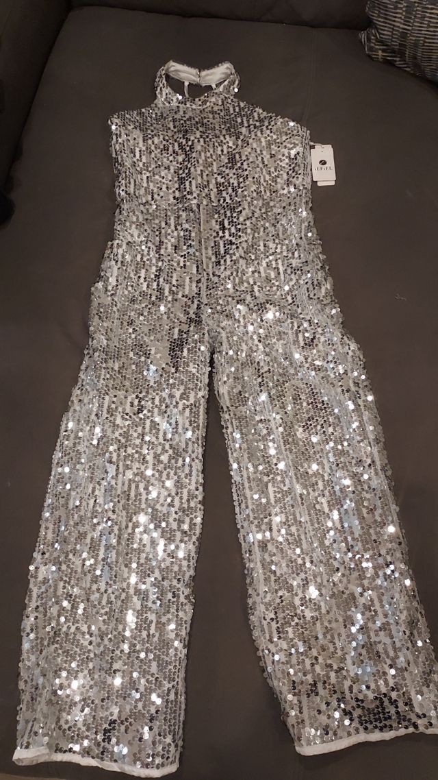 Mono fiesta lentejuelas rosa y plateado Talla P