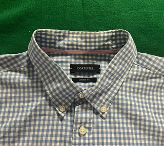 Camisa Cortefiel Cuadros Azul y Blanco