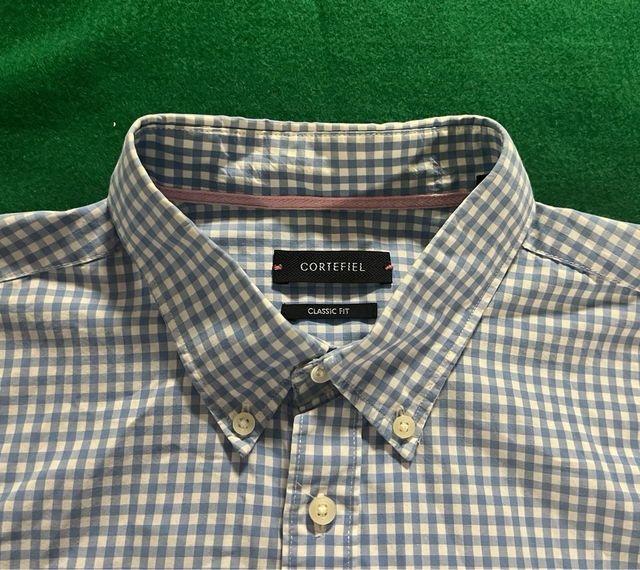 Camisa Cortefiel Cuadros Azul y Blanco