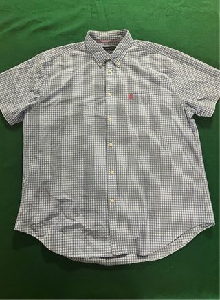 Camisa Cortefiel Cuadros Azul y Blanco