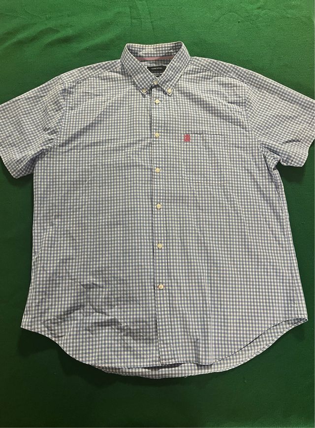 Camisa Cortefiel Cuadros Azul y Blanco