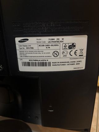 Pantalla/Monitor Samsung SyncMaster 17 pulgadas