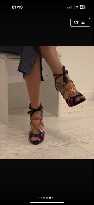 Sandali Diego Dolcini Multicolor Oro tacco alto.