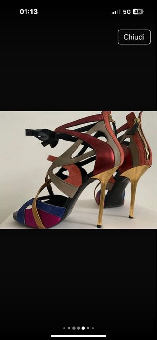 Sandali Diego Dolcini Multicolor Oro tacco alto.